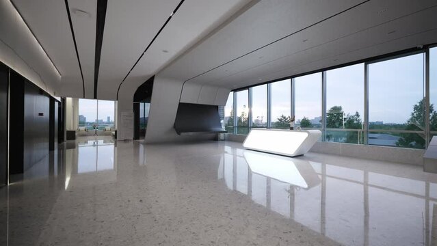 empty hall with reception desk in modern office