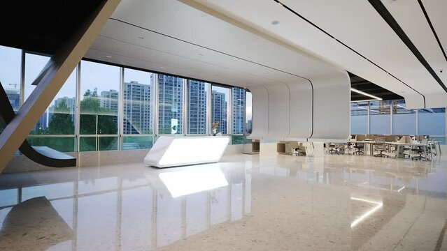 empty hall with reception desk in modern office