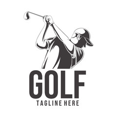 golf logo swing shoot vector illustration