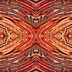 Beautiful seamless abstraction with red and orange threads and symmetrical patterns. Texture with white and black lines. Hot lava flows.