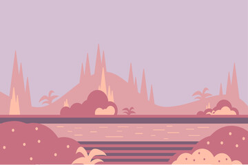 Fabulously beautiful forest landscape for the game. Illustration of a cartoon landscape. Vector illustration in cartoon style. User interface design.