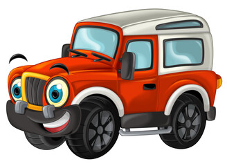 Cartoon funny cartoaon fireman fire truck isolated illustration for children