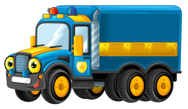 recommend clip art: cartoon happy and funny off road police car truck isolated illustration for children