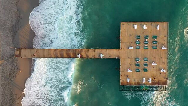 Storm at sea filmed on a drone in the sunset