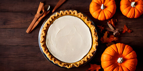 pumpkin pie with whipped cream on a table