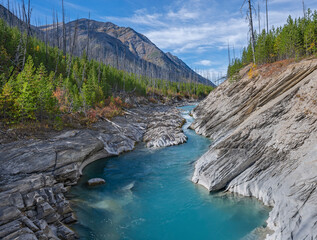 Floe Creek and rocky valley in Kootenay National Park, British Columbia