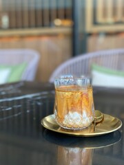 glass of beer on table