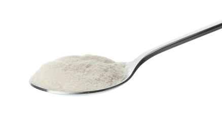 Spoon of agar-agar powder isolated on white