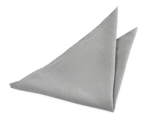Fototapeta na wymiar One grey kitchen napkin isolated on white, top view