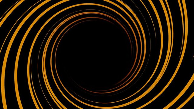 Orange loop animation tunnel illusion on black background