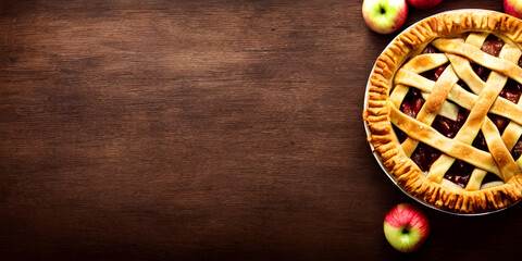 Homemade Apple Pie on Wood Background © Lauren