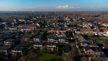 Aerial view over the Flemish town of Baasrode (in Dendermonde municipality)