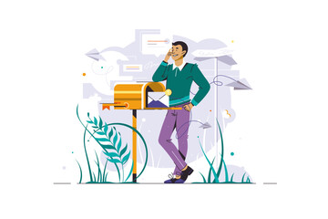 lPerson standing near empty postbox, waiting for the mail