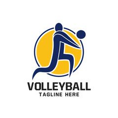 Volleyball Logo Design With Volley Player Icon