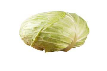 Fresh cabbage isolated on wood on blurred background