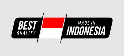 Made in Indonesia icon. minimalist label with country flag. vector illustration eps
