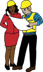 simple vector of an architect and project owner