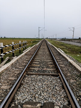 railroad tracks in the countryside