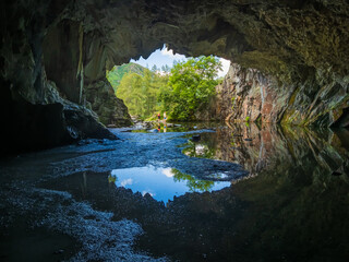 View Out from Rydal Cave with Reflections