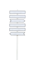 White sign, rectangular shape and arrow shape. on a white background.