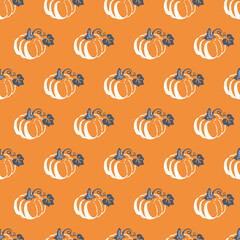 Autumn Harvest Food Fresh Pumpkin Vector Graphic Art Seamless Pattern
