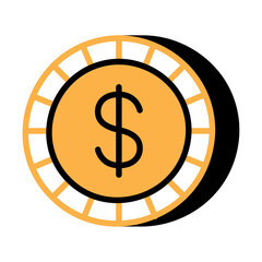 golden coin with dollar symbol