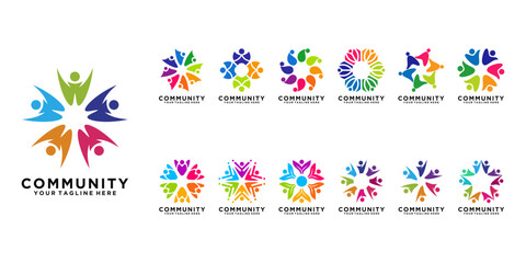 Fototapeta na wymiar vector collection of people, community logo design concepts
