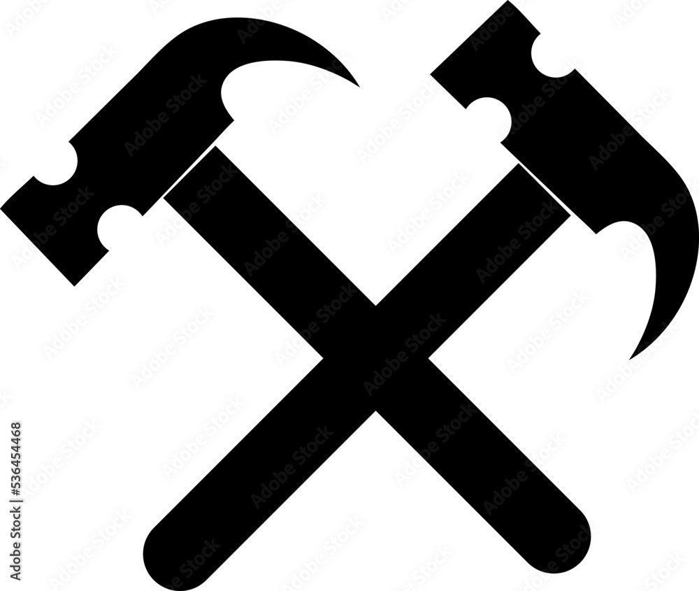 Poster crossed hammers vector icon. sledge hammer symbol. blacksmith tool sing..eps