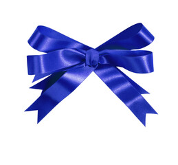 Naklejka premium Blue gift bow or rosette award ribbon one single isolated transparent background photo PNG file