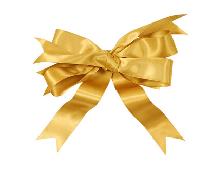 Gold gift bow or rosette award ribbon one single transparent background photo PNG file