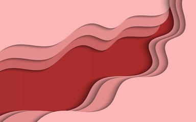 paper cut background pink color simple wavy shape. Pink paper cut background vector illustration. 