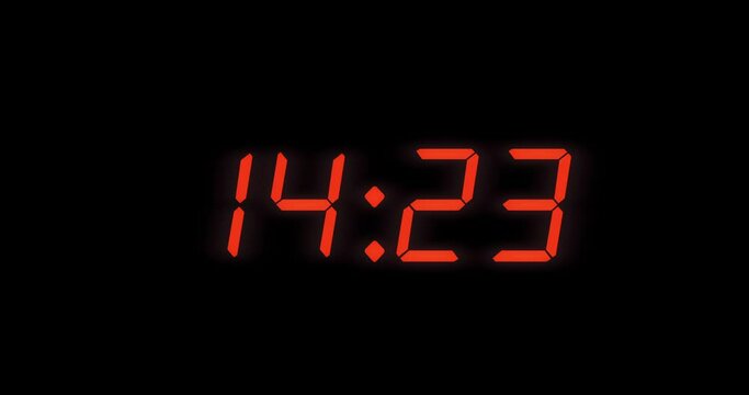 Simple 20 seconds digital alarm clock countdown timer. Red digits on black screen.
