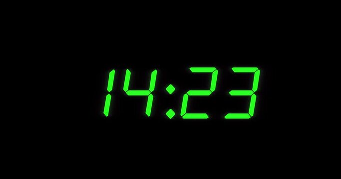 Simple 20 seconds digital alarm clock countdown timer. Green digits on black colour display.