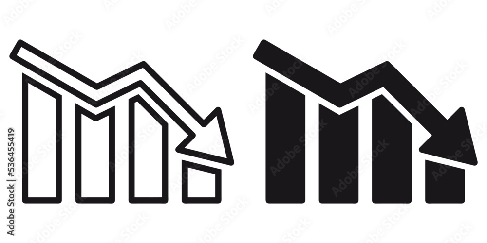 Poster ofvs168 outlinefilledvectorsign ofvs - chart down vector icon . isolated transparent . negative grap