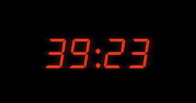 Simple 45 seconds digital alarm clock countdown timer. Red digits on black screen.