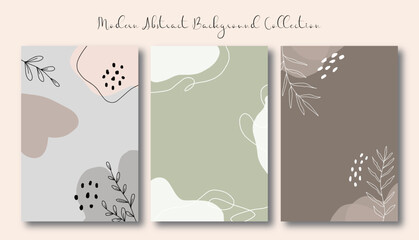 a set of aesthetic hand drawn background with neutral color