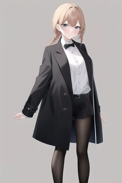 Anime girl wearing formal outfit. Generative AI Technology