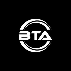 BTA letter logo design with black background in illustrator, vector logo modern alphabet font overlap style. calligraphy designs for logo, Poster, Invitation, etc.