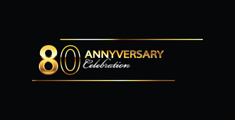 80 Year Anniversary celebration Vector Design. 80th Anniversary celebration. Gold Luxury Banner of 80th Anniversary celebration. eightieth celebration card. Vector anniversary