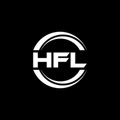 HFL letter logo design with black background in illustrator, vector logo modern alphabet font overlap style. calligraphy designs for logo, Poster, Invitation, etc.