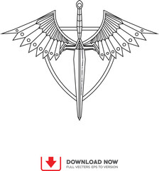 sword line art logo tatto