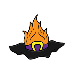 Halloween themed vector illustration with a quirky witch hat concept in the shape of a fire