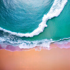Aerial view of sea waves and fantastic beach. Summer seascape from drone. Travel - image. nature texture background.