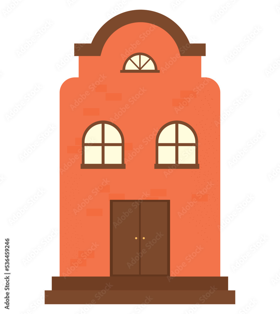 Sticker flat brick building