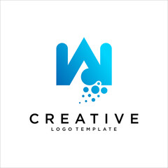 W Letter With Dots logo design template vector