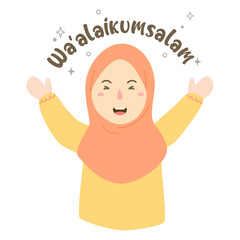 cartoon girl illustration wearing hijab