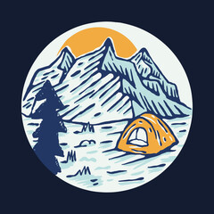 Camping and mountains graphic illustration vector art t-shirt design