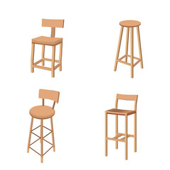 wooden chair set vector illustration design