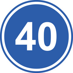 Vector illustration of minimum speed traffic sign, 40 km/h (fifty kilometers per hour)