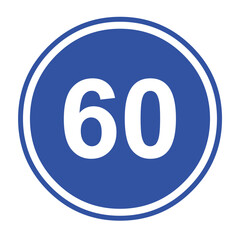 Vector illustration of minimum speed traffic sign, 60 km/h (sixty kilometers per hour)
